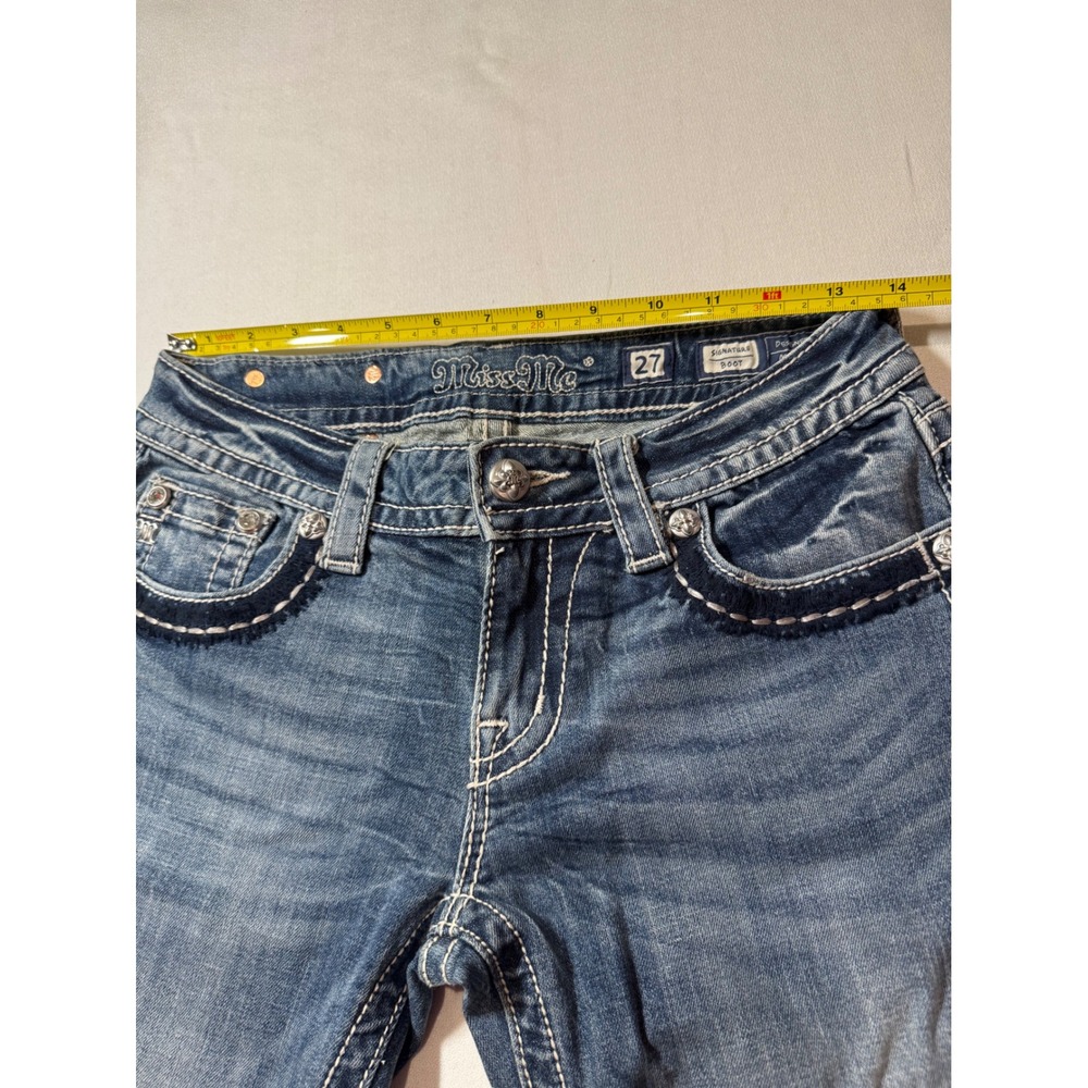 Y2K Western Low Rise Women Size 27 Miss Me Signature Bootcut Jeans Embellished - Picture 4 of 12